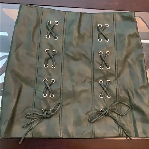 Shinestar Dresses & Skirts - Olive Green Leather Skirt